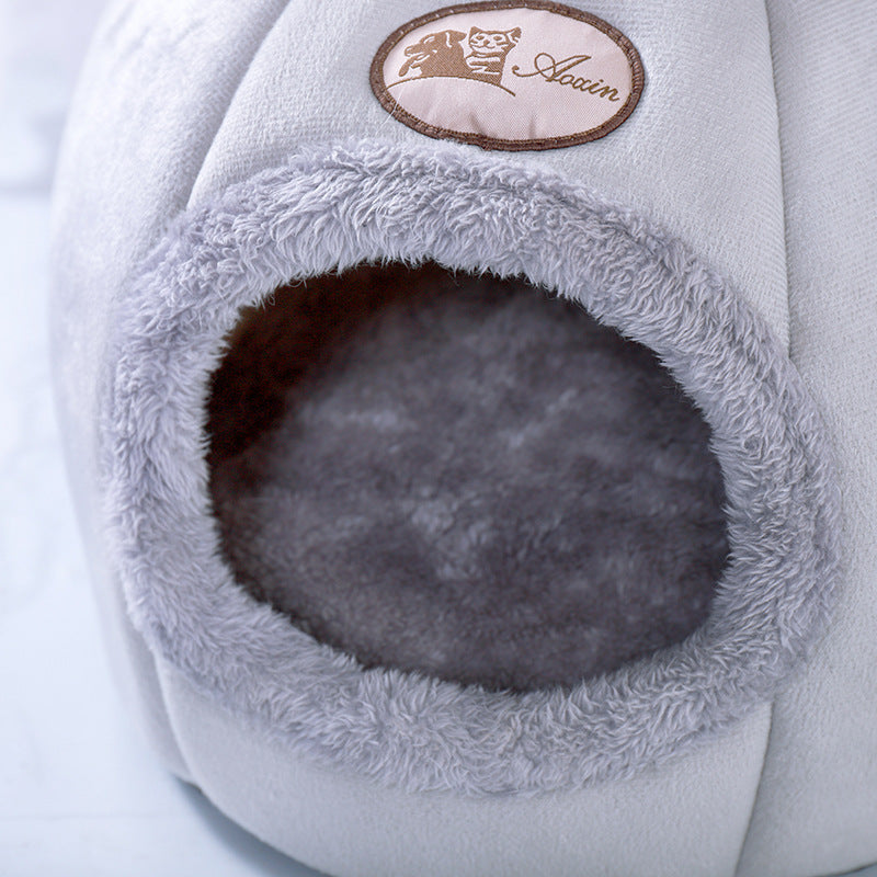 KFX-0529341 Cozy Semi-Enclosed Pet Nest with Soft Plush and Cushioning Materials
