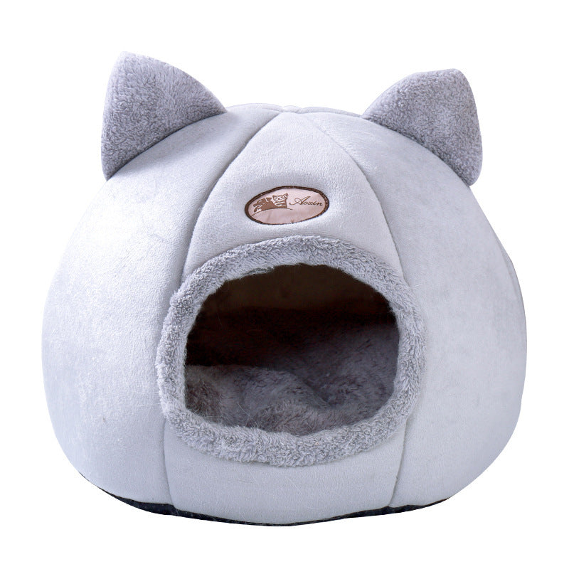 KFX-0529341 Cozy Semi-Enclosed Pet Nest with Soft Plush and Cushioning Materials