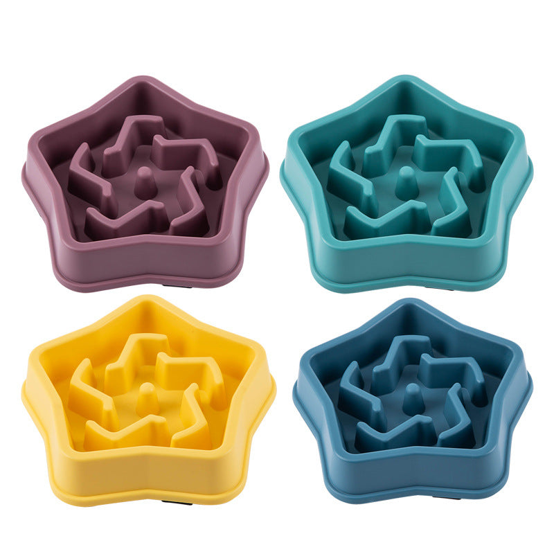 KFX-0531261 Slow Feed Dog Bowl with Choking Prevention, Yellow Plastic, 20.1 * 4.45cm