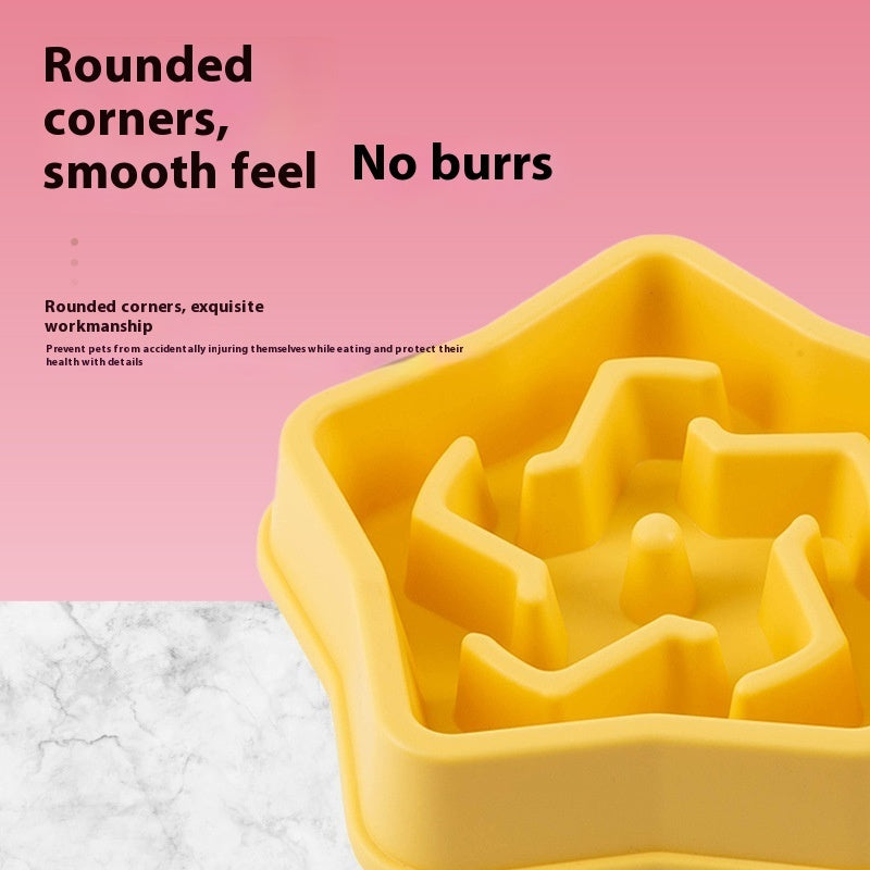 KFX-0531261 Slow Feed Dog Bowl with Choking Prevention, Yellow Plastic, 20.1 * 4.45cm