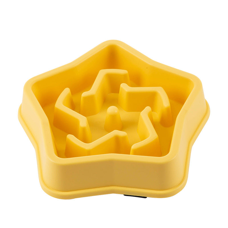 KFX-0531261 Slow Feed Dog Bowl with Choking Prevention, Yellow Plastic, 20.1 * 4.45cm