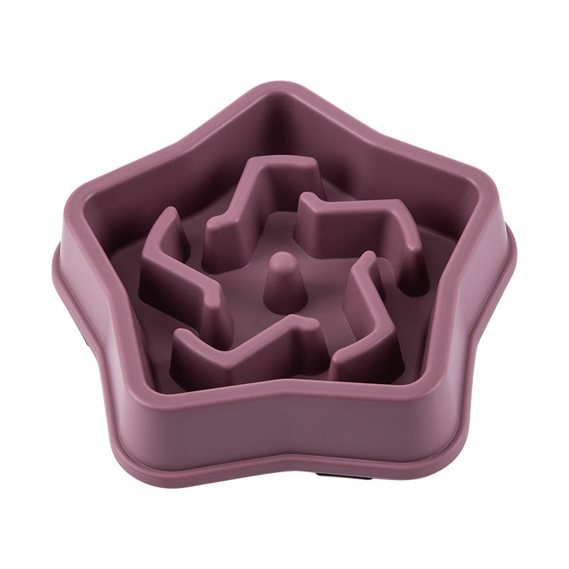 KFX-0531261 Slow Feed Dog Bowl with Choking Prevention, Yellow Plastic, 20.1 * 4.45cm