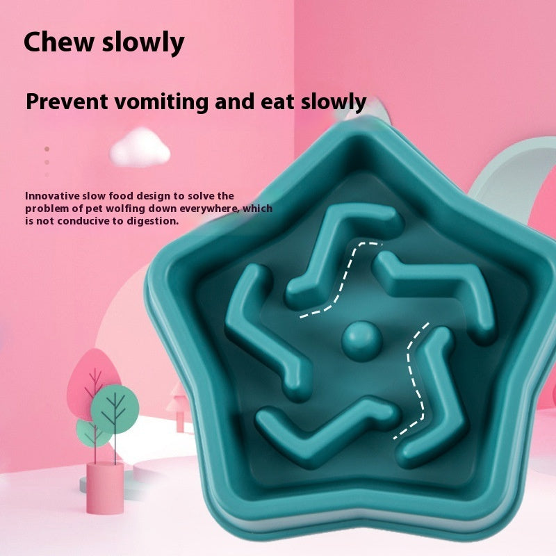 KFX-0531261 Slow Feed Dog Bowl with Choking Prevention, Yellow Plastic, 20.1 * 4.45cm