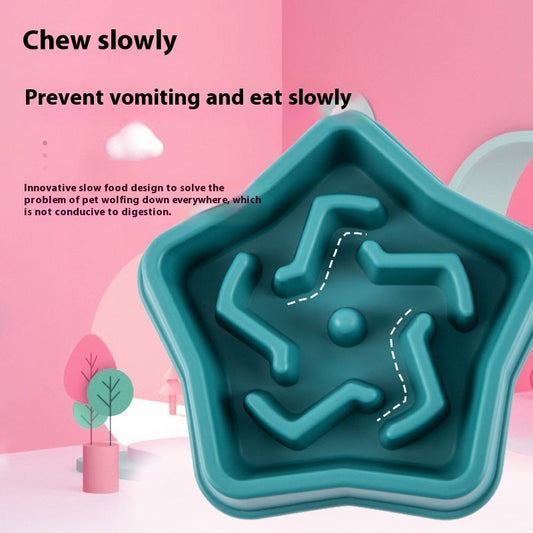 KFX-0531261 Slow Feed Dog Bowl with Choking Prevention, Yellow Plastic, 20.1 * 4.45cm