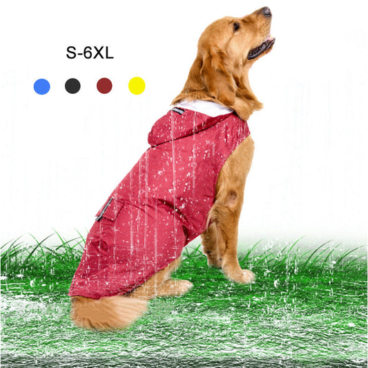 KFX-0533437 Reflective Windproof Hooded Raincoat for Large Dogs in Multiple Colors
