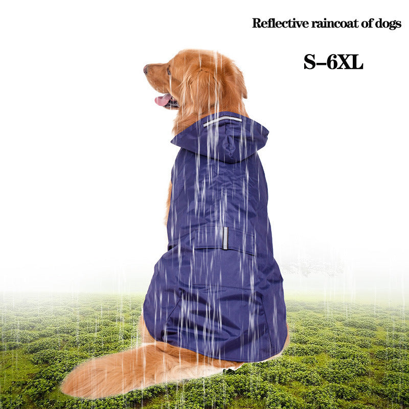 KFX-0533437 Reflective Windproof Hooded Raincoat for Large Dogs in Multiple Colors