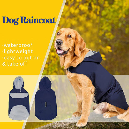 KFX-0533437 Reflective Windproof Hooded Raincoat for Large Dogs in Multiple Colors