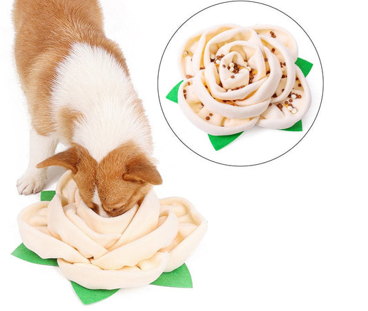 KFX-0535869 Rose Scented Polyester Chew Pad for Pet Food Training - 40 x 9 cm, Red Blue Off-White
