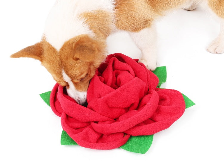 KFX-0535869 Rose Scented Polyester Chew Pad for Pet Food Training - 40 x 9 cm, Red Blue Off-White