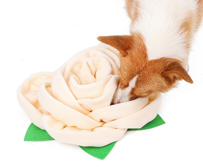 KFX-0535869 Rose Scented Polyester Chew Pad for Pet Food Training - 40 x 9 cm, Red Blue Off-White