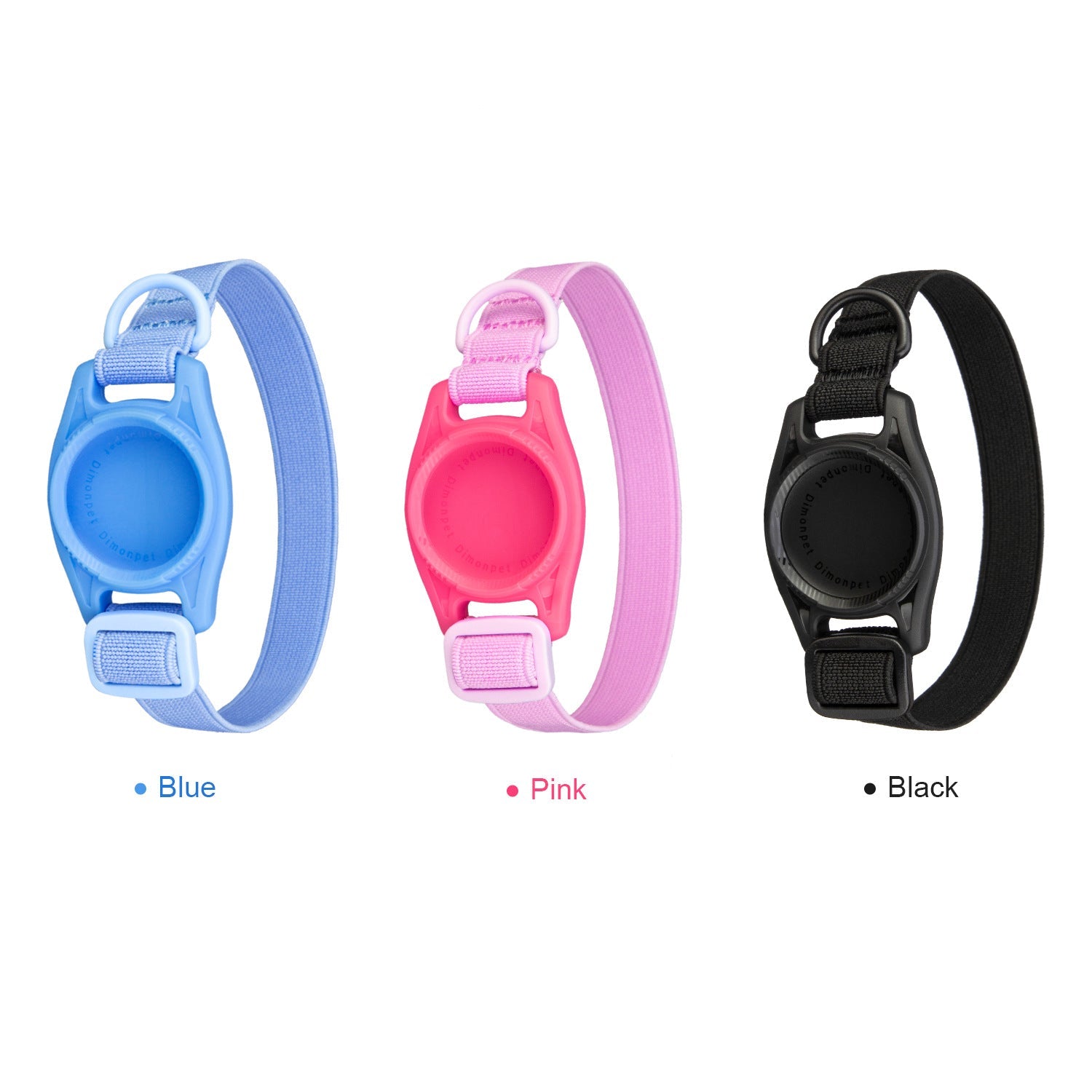 KFX-0537021 Anti-Loss Alarm Pet Collar - Casual Monochrome Design in Blue, Pink, or Black, 20cm-30cm Adjustable Polyester