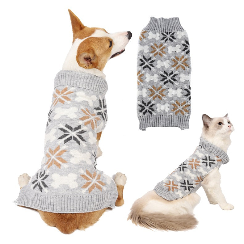 KFX-0538813 Retro Japanese and South Korean Style Pet Sweater and Scarf Hat Set