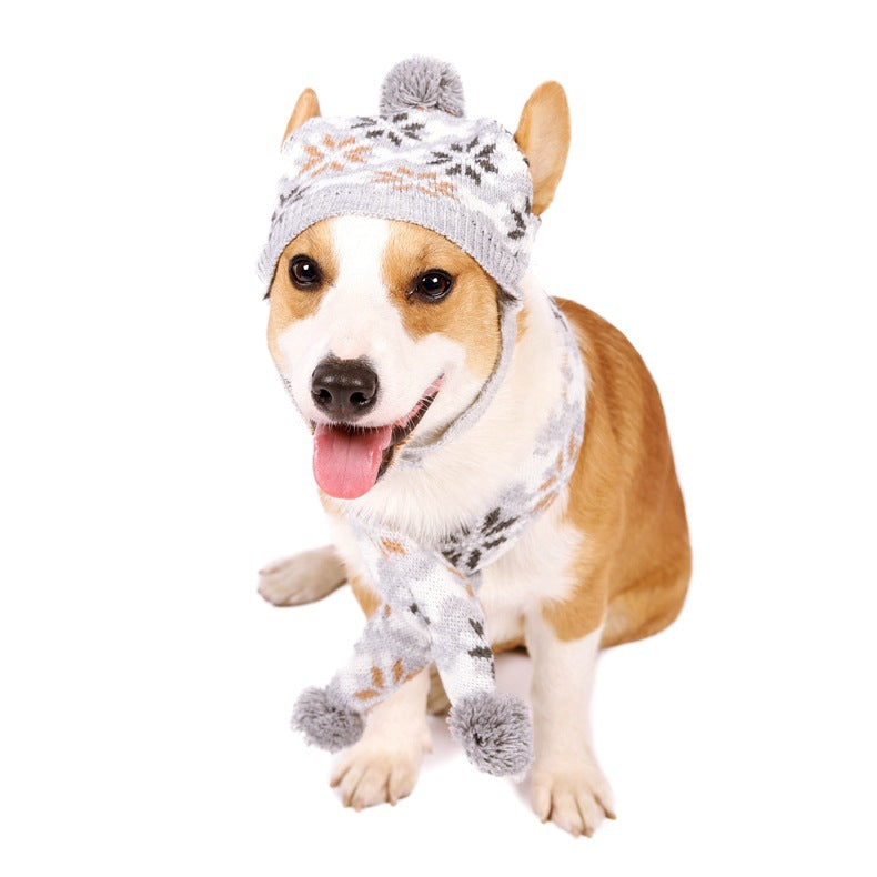 KFX-0538813 Retro Japanese and South Korean Style Pet Sweater and Scarf Hat Set