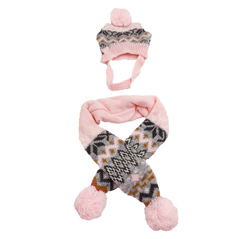 KFX-0538813 Retro Japanese and South Korean Style Pet Sweater and Scarf Hat Set