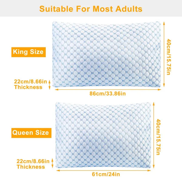 KFX-0539453 Cooling Memory Foam Pillow with Adjustable Height, Bamboo and Cooling Fiber Cover, Gel Infused Shredded Foam, Machine Washable