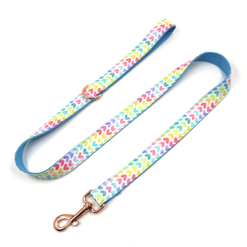 KFX-0540605 Adjustable Fabric Dog Collar and Leash Set with Bow