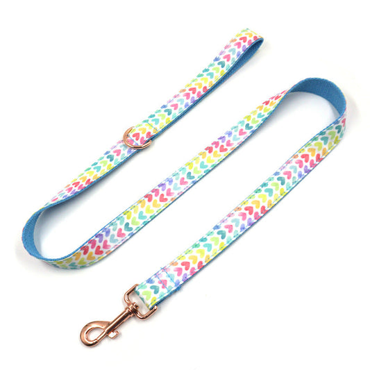 KFX-0540605 Adjustable Fabric Dog Collar and Leash Set with Bow