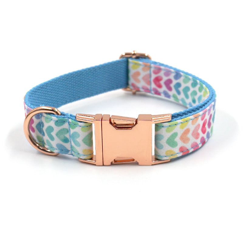 KFX-0540605 Adjustable Fabric Dog Collar and Leash Set with Bow