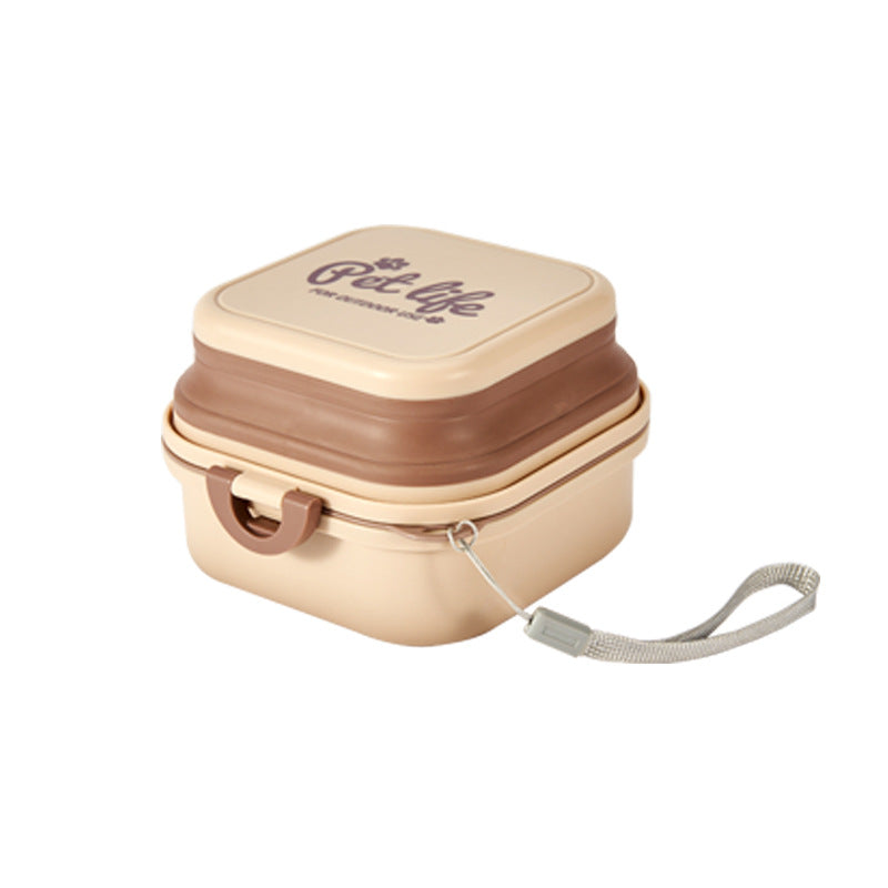 KFX-0540989 Foldable Double-Layer Dog Bowl for Outdoor Water Use - Green, White, Khaki