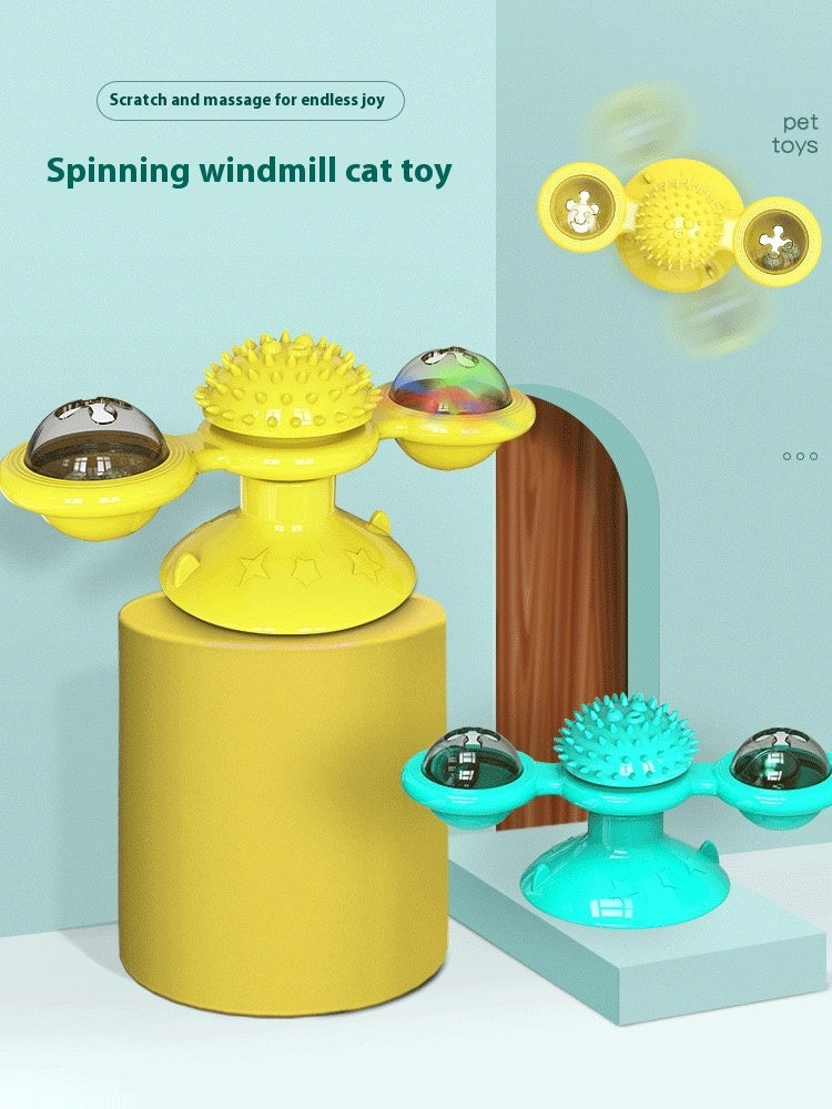 KFX-0541629 Interactive Cat Entertainment Set with Rotating Disk, Feather Teasers, Tumbler & Windmill Toy