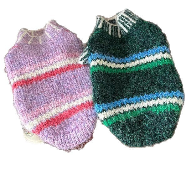 KFX-0545341 Warm Autumn and Winter Vest for Small Schnauzers and Cats in Green and Purple
