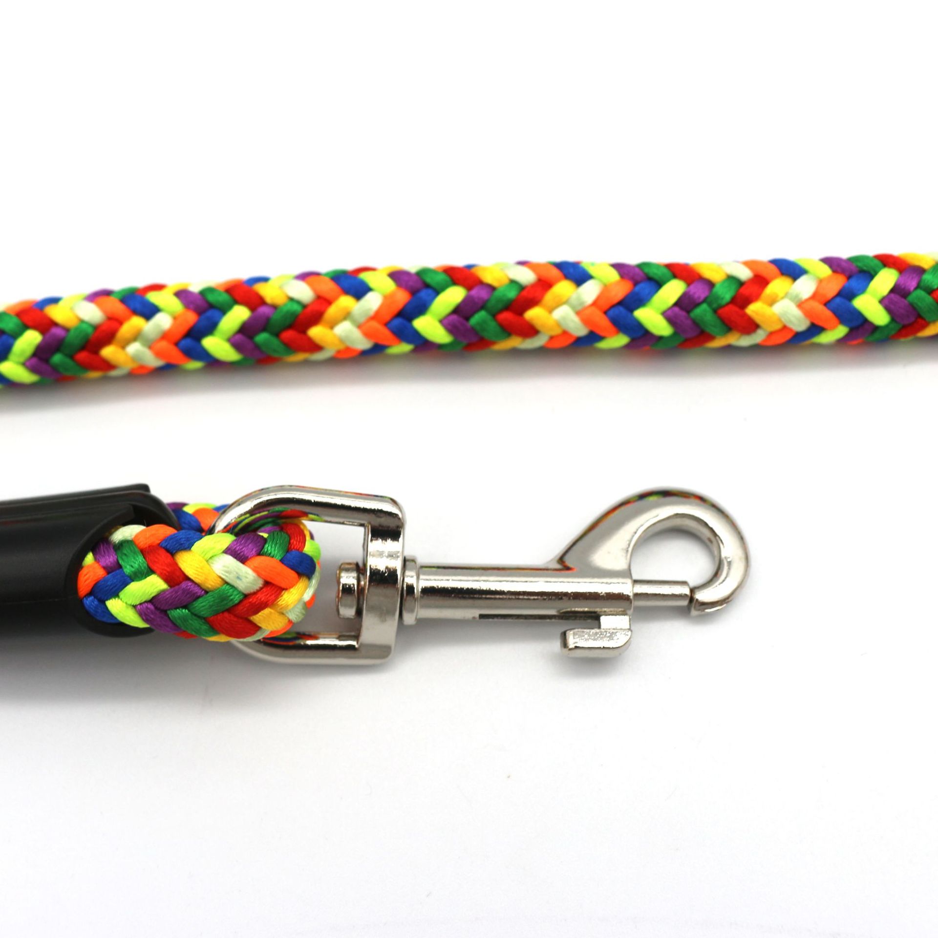 KFX-0546365 Colorful Braided Dog Traction Rope - 1.2m Washed Velvet Leash for Comfortable Walking