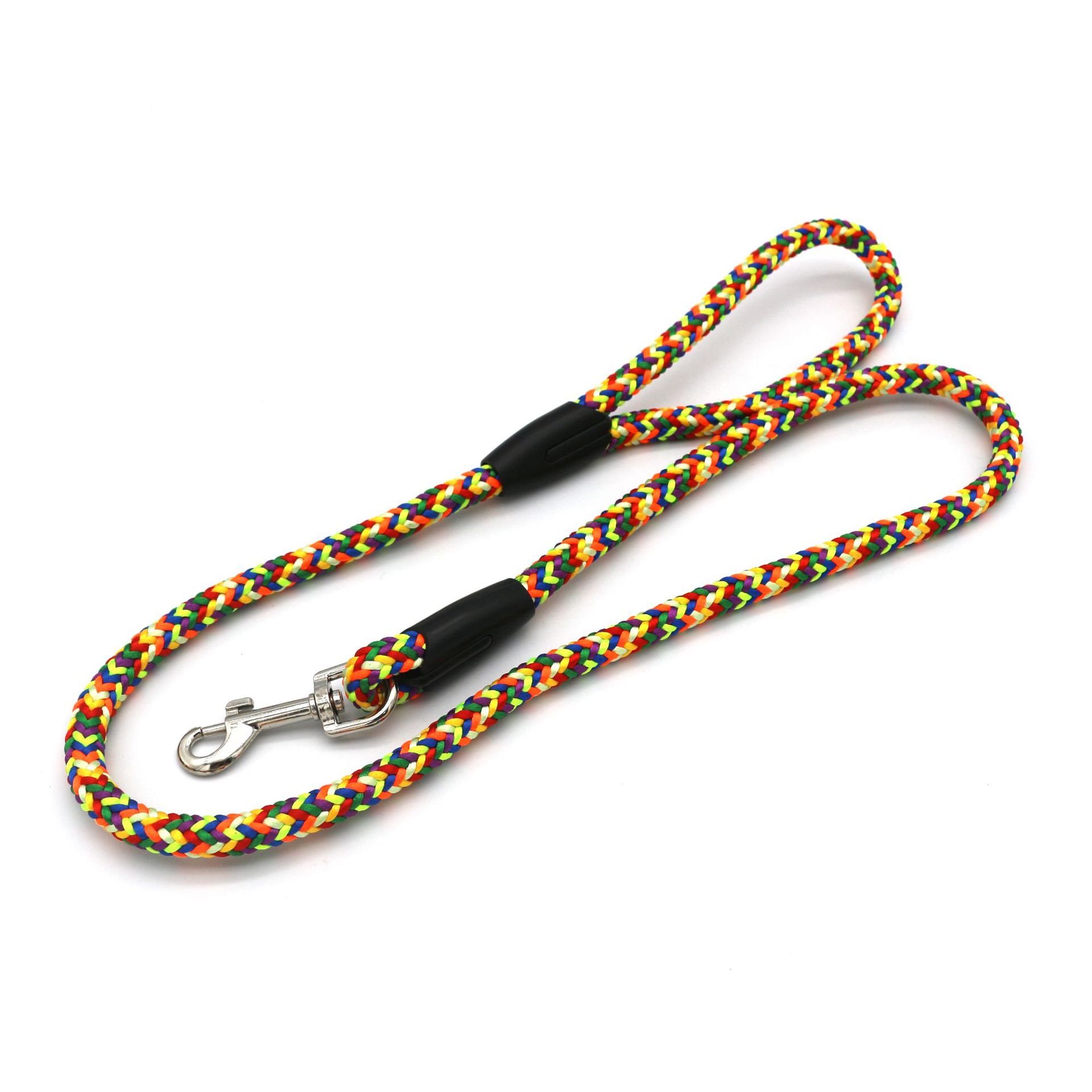 KFX-0546365 Colorful Braided Dog Traction Rope - 1.2m Washed Velvet Leash for Comfortable Walking