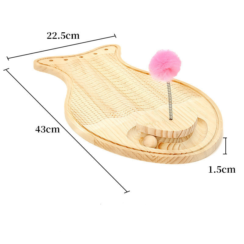 KFX-0546749 Pine Wood Cat Scratcher with Rex Rabbit Fur for Pet Comfort and Curiosity