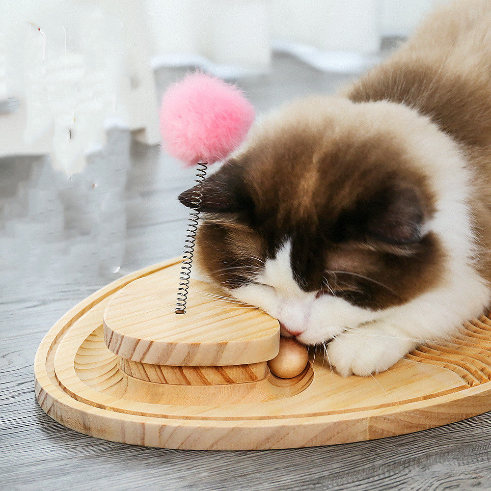 KFX-0546749 Pine Wood Cat Scratcher with Rex Rabbit Fur for Pet Comfort and Curiosity