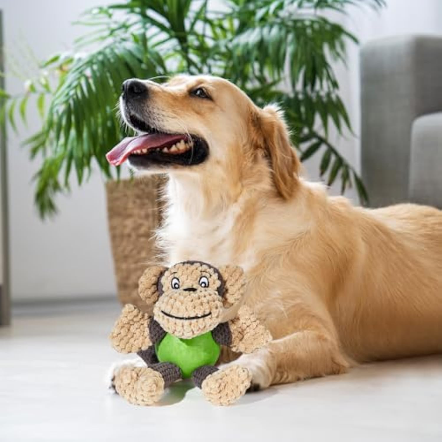KFX-0548029 Squeaky Plush Monkey Dog Toy - Soft, Durable Chew Toy for Small to Medium Dogs, Ideal for Indoor and Outdoor Play