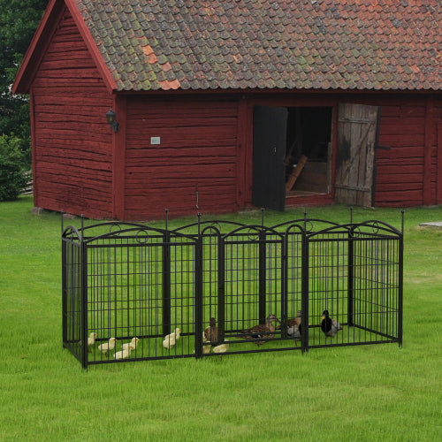 KFX-0548157 32 Inch 8 Panel Metal Dog Playpen for Indoor and Outdoor Use with Door, Heavy Duty Design