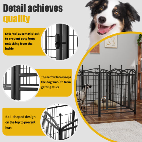 KFX-0548157 32 Inch 8 Panel Metal Dog Playpen for Indoor and Outdoor Use with Door, Heavy Duty Design