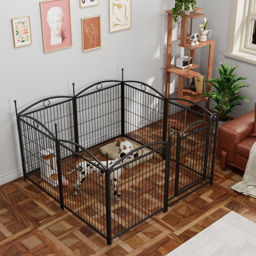 KFX-0548157 32 Inch 8 Panel Metal Dog Playpen for Indoor and Outdoor Use with Door, Heavy Duty Design