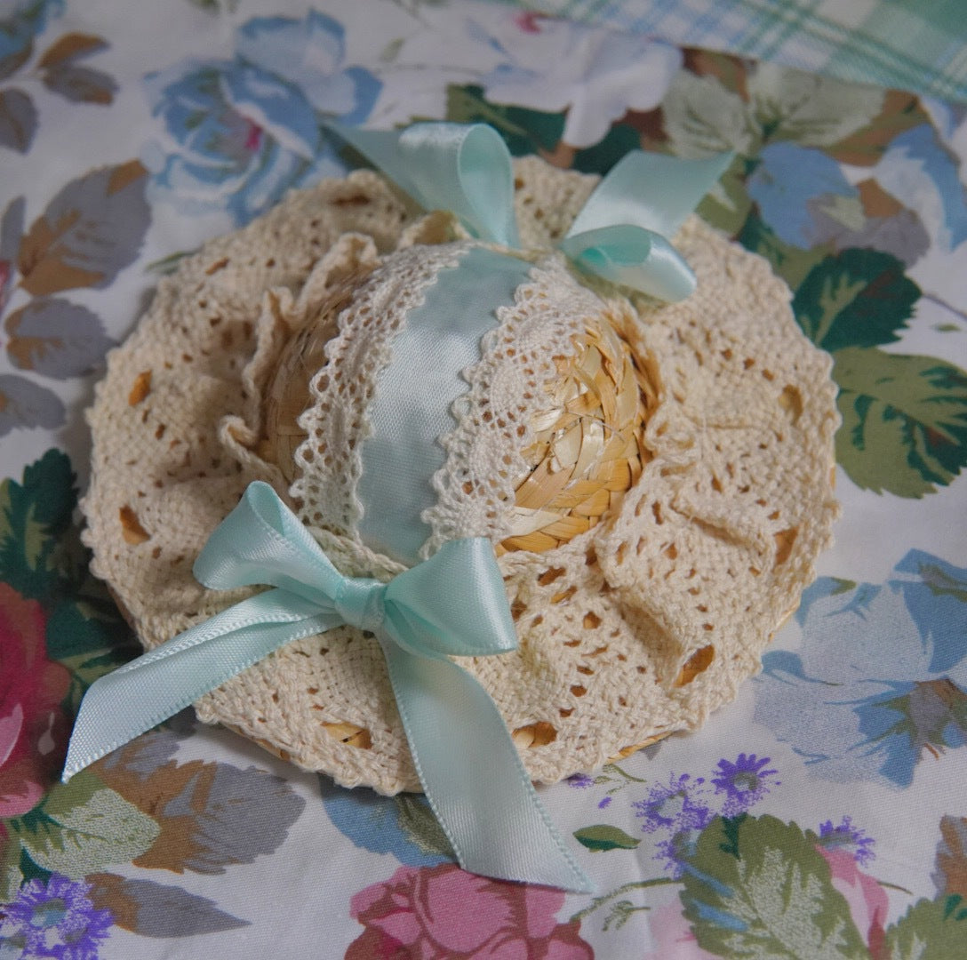 KFX-0551357 Elegant Pet Straw Hat Headdress with Silk Bows for Cats and Dogs in Various Colors