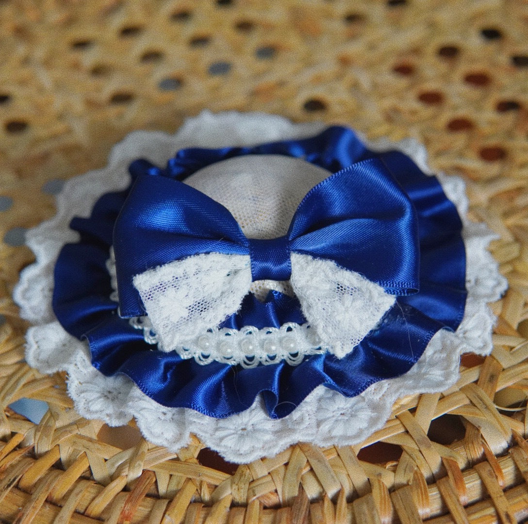 KFX-0551357 Elegant Pet Straw Hat Headdress with Silk Bows for Cats and Dogs in Various Colors