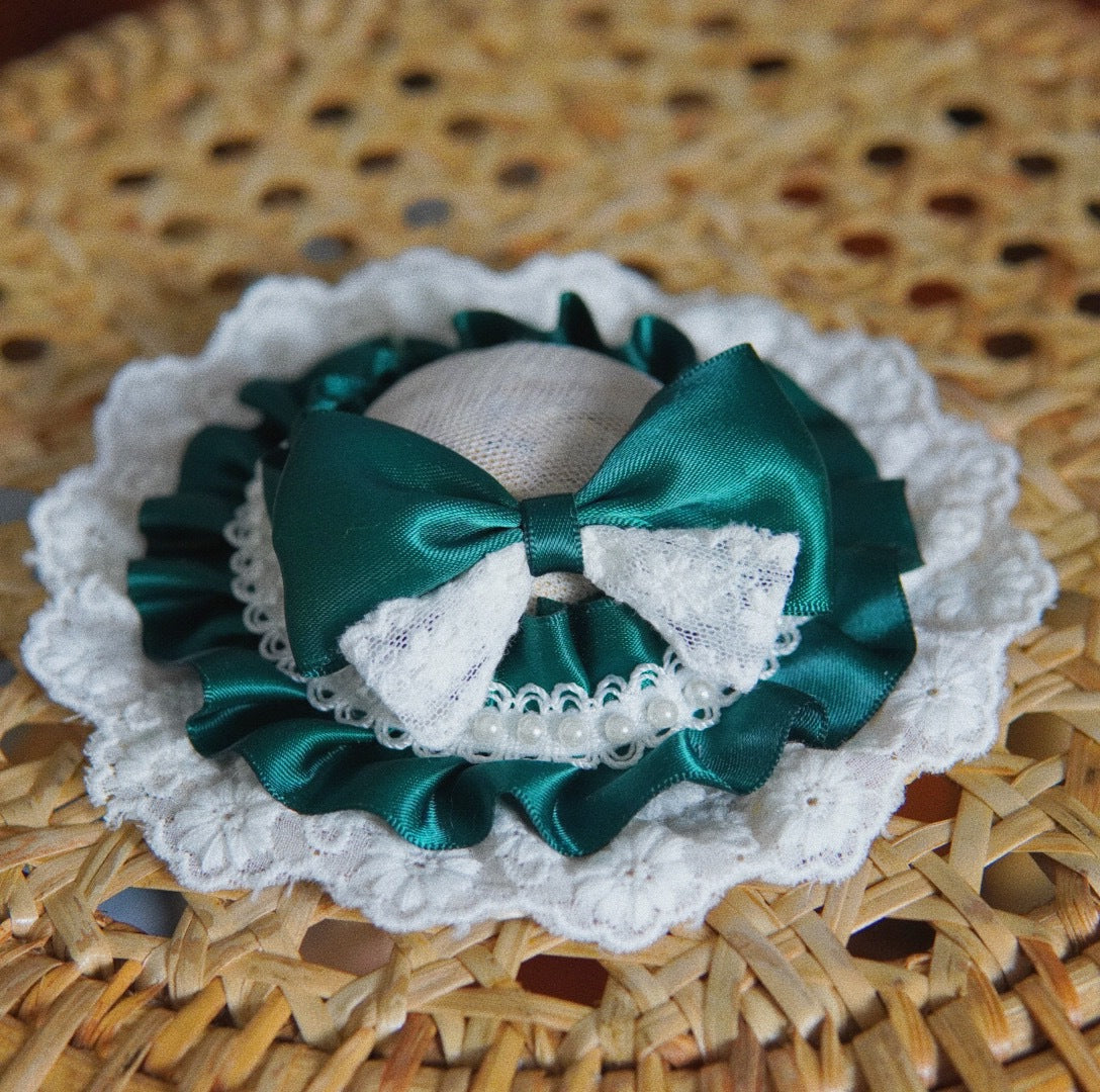KFX-0551357 Elegant Pet Straw Hat Headdress with Silk Bows for Cats and Dogs in Various Colors