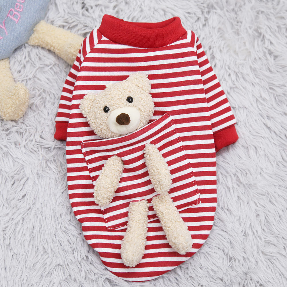 KFX-0551613 Cute Cartoon Teddy Bear Sweater for Small Dogs and Cats, Soft Cotton Material