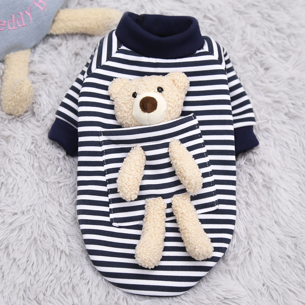 KFX-0551613 Cute Cartoon Teddy Bear Sweater for Small Dogs and Cats, Soft Cotton Material