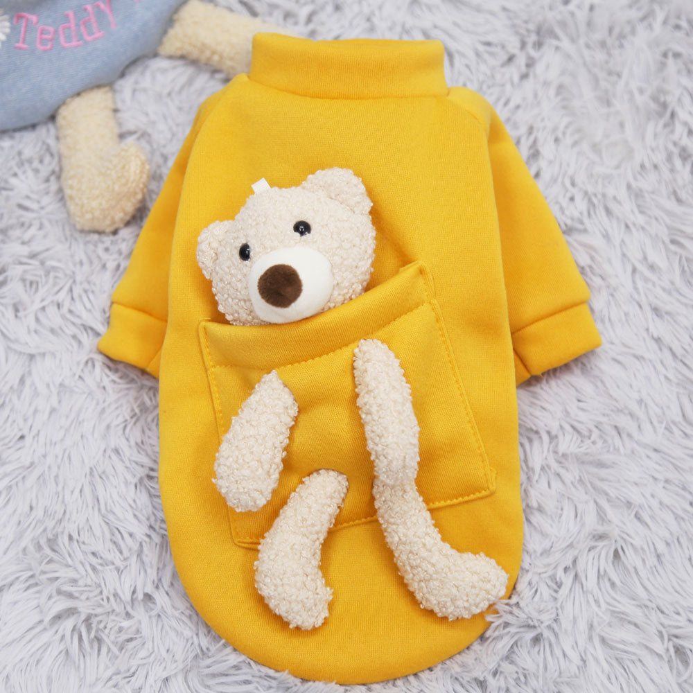 KFX-0551613 Cute Cartoon Teddy Bear Sweater for Small Dogs and Cats, Soft Cotton Material