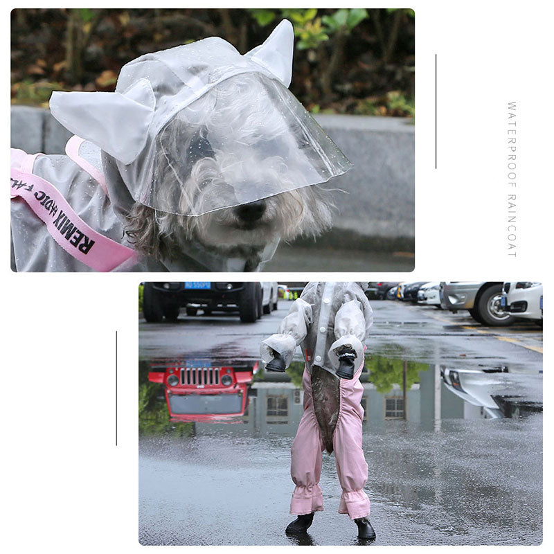 KFX-0552893 Splashproof Dog Raincoat with Horn Bib - Casual EVA Design