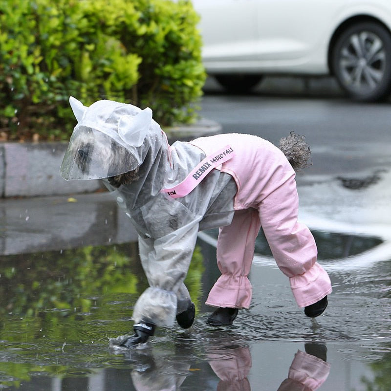 KFX-0552893 Splashproof Dog Raincoat with Horn Bib - Casual EVA Design
