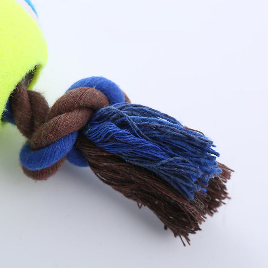 KFX-0554941 Interactive Corduroy Tennis Ball Dog Toy with Cotton Rope and Sound for Engaging Play