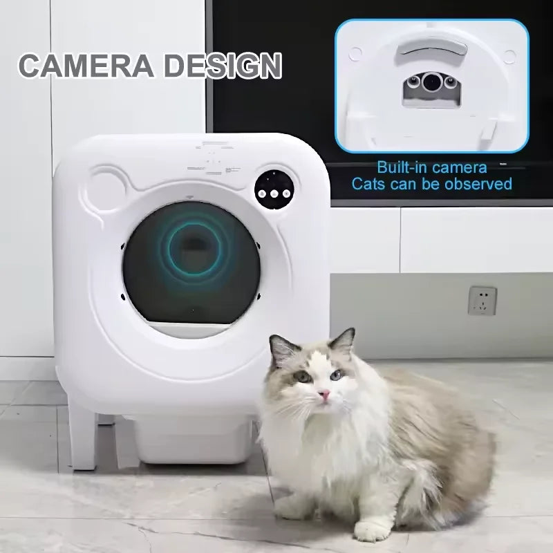 KFX-055571 Automatic Self-Cleaning Cat Litter Box with 68L Capacity - Durable Eco-Friendly Plastic Design