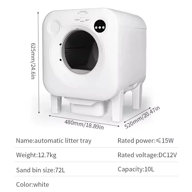 KFX-055571 Automatic Self-Cleaning Cat Litter Box with 68L Capacity - Durable Eco-Friendly Plastic Design