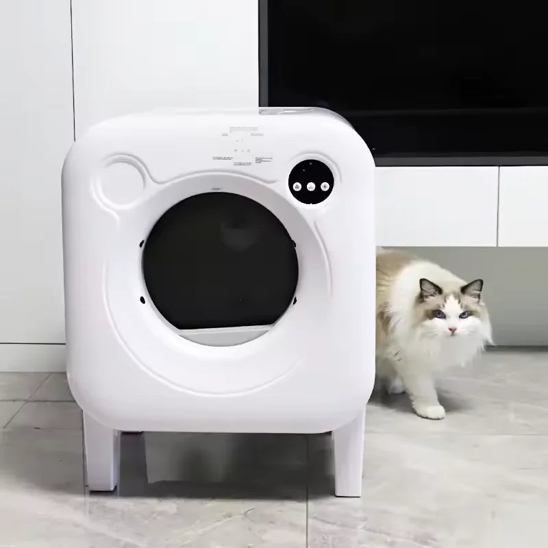 KFX-055571 Automatic Self-Cleaning Cat Litter Box with 68L Capacity - Durable Eco-Friendly Plastic Design