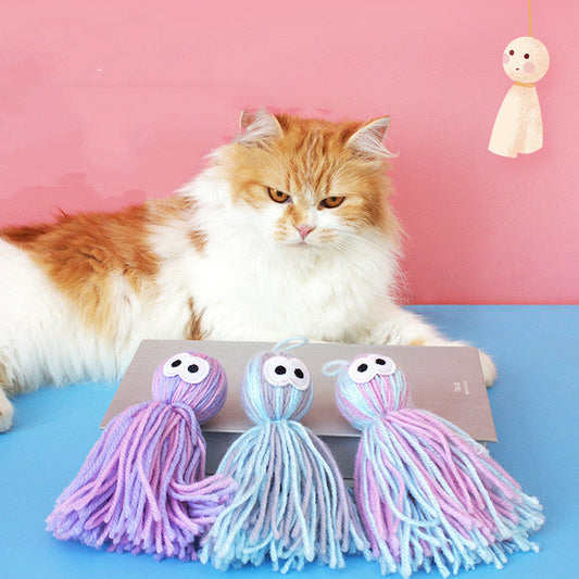KFX-0557117 Bite-Resistant Woolen Yarn Ball Cat Toy in Assorted Colors