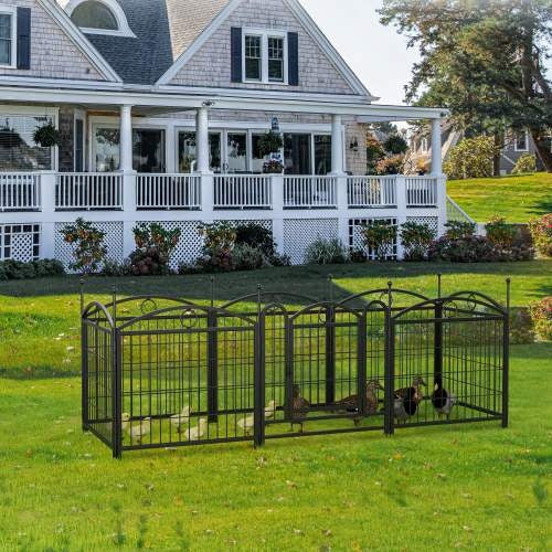 KFX-0557757 Indoor Dog Playpen 24 Inch 8 Panel Heavy-Duty Metal with Door, Foldable Safe Space for Pets