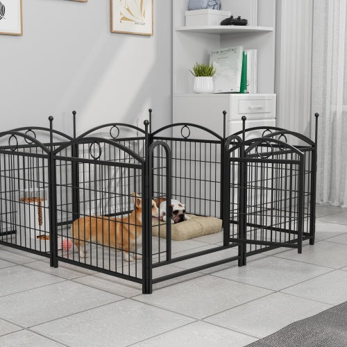 KFX-0557757 Indoor Dog Playpen 24 Inch 8 Panel Heavy-Duty Metal with Door, Foldable Safe Space for Pets