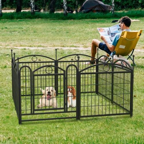 KFX-0557757 Indoor Dog Playpen 24 Inch 8 Panel Heavy-Duty Metal with Door, Foldable Safe Space for Pets