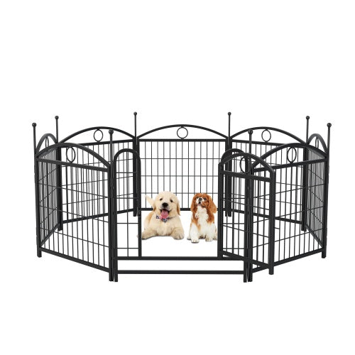 KFX-0557757 Indoor Dog Playpen 24 Inch 8 Panel Heavy-Duty Metal with Door, Foldable Safe Space for Pets